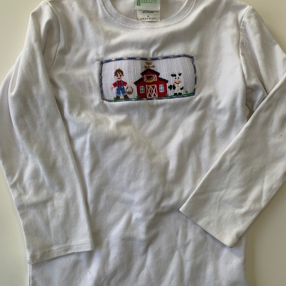 Zuccini Boy's Farm Smocked White Tee Shirt 6X - Picture 1 of 3